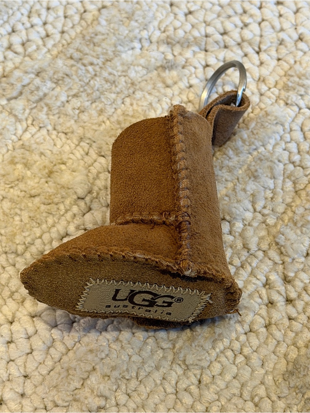 UGG Australia Chestnut Suede Boot Keychain Accessory